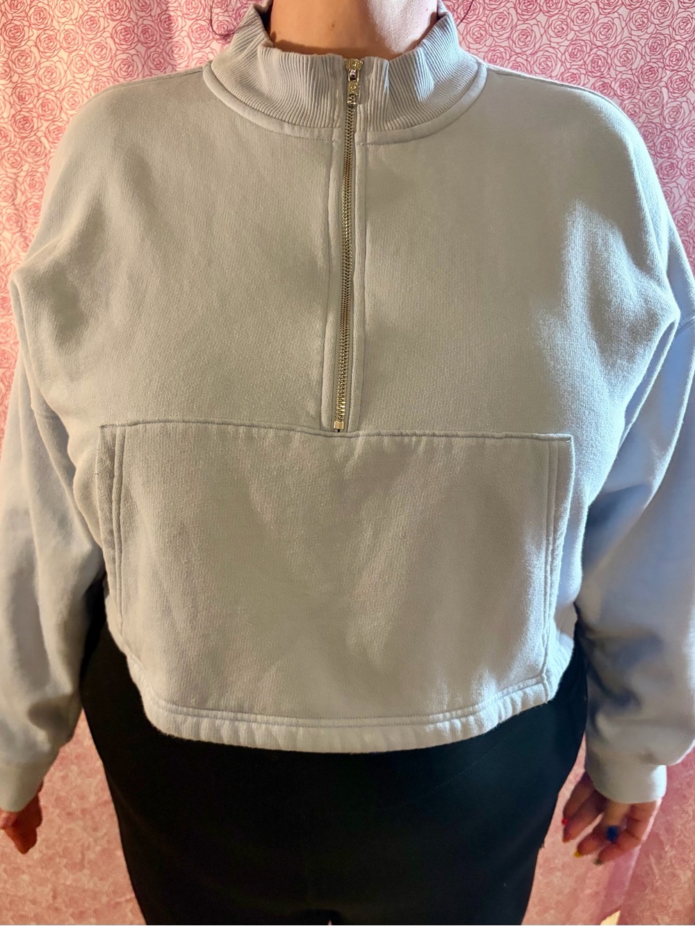 PINK Victoria's Secret Pale Blue Half-Zip Pullover